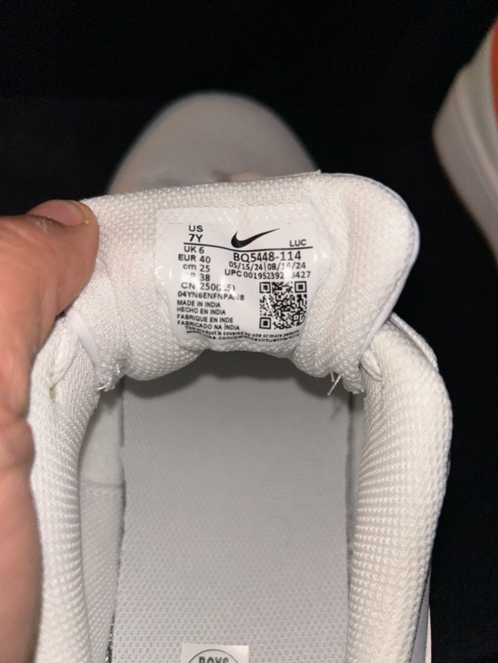 Nike White Low-Top Sneakers with Orange Swoosh - Picture 3 of 4